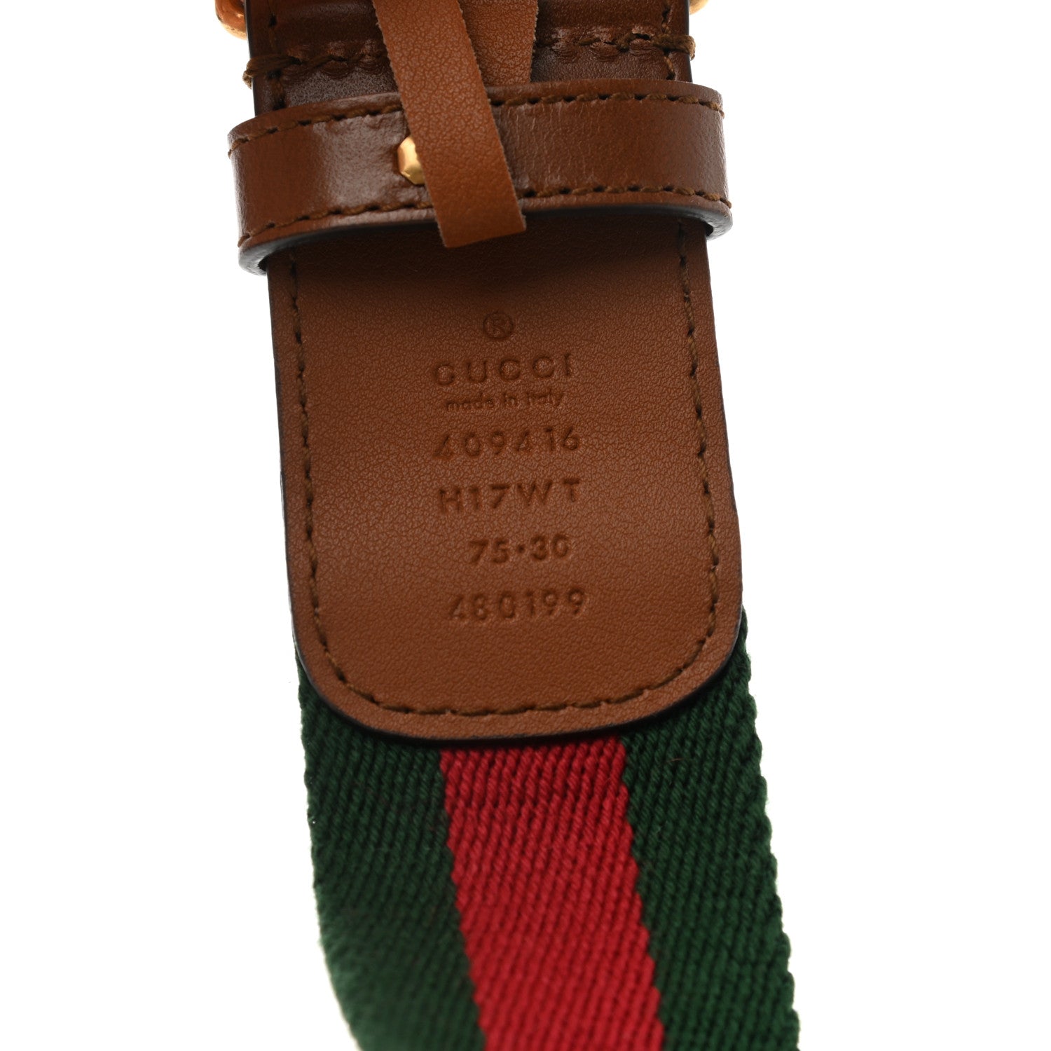 Gucci Nylon Calfskin Double G Web 40mm Belt Green Red Cuir 3 of 5