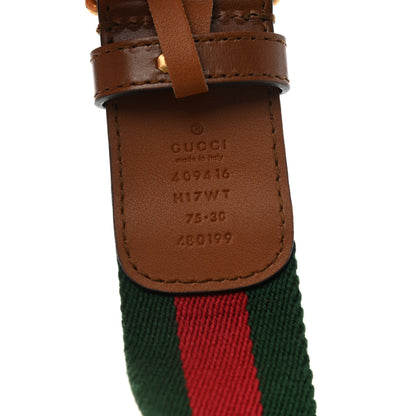 Gucci Nylon Calfskin Double G Web 40mm Belt Green Red Cuir 3 of 5