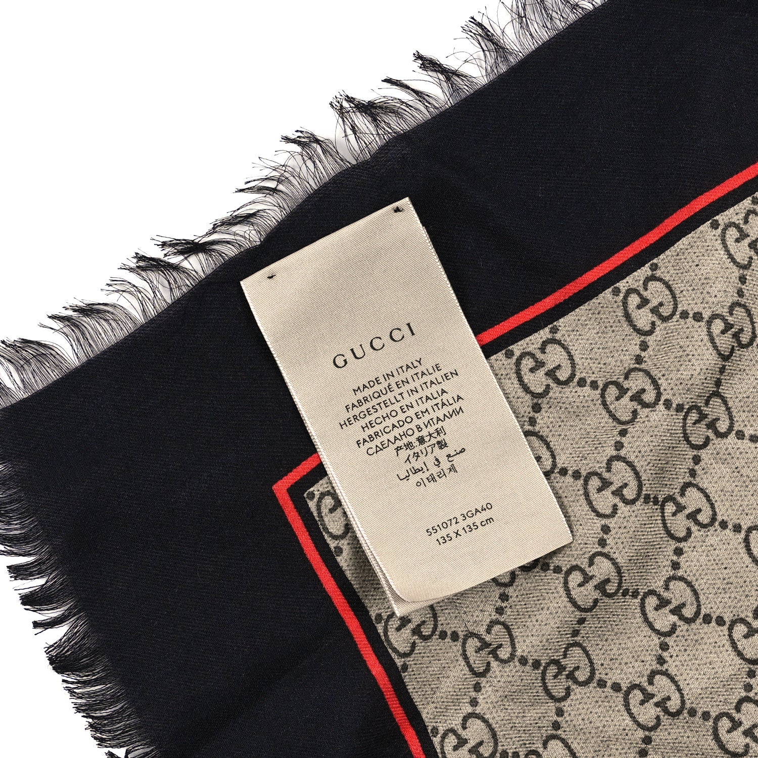 Gucci Modal Silk GG Monogram Big Bee GG Shawl Black Red 2 of 3