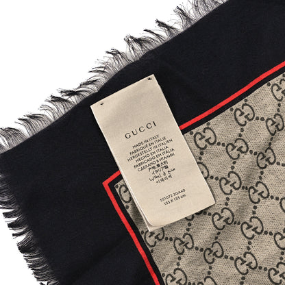 Gucci Modal Silk GG Monogram Big Bee GG Shawl Black Red 2 of 3