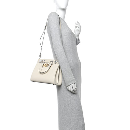 Gucci Grainy Calfskin Small Zumi Top Handle Bag Mystic White 2 of 10