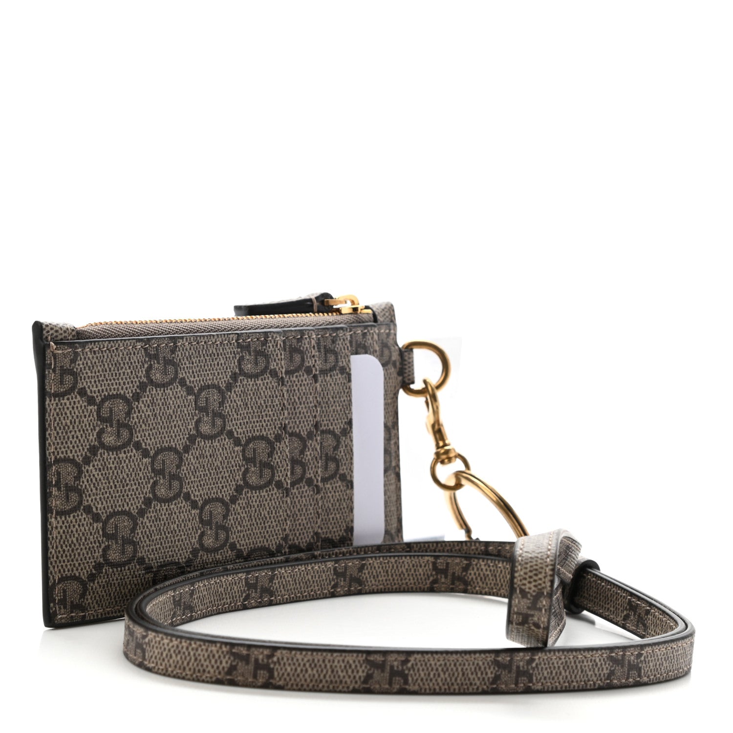 Gucci X BALENCIAGA GG Supreme Monogram Logo Card Case With Strap Beige Ebony 3 of 8