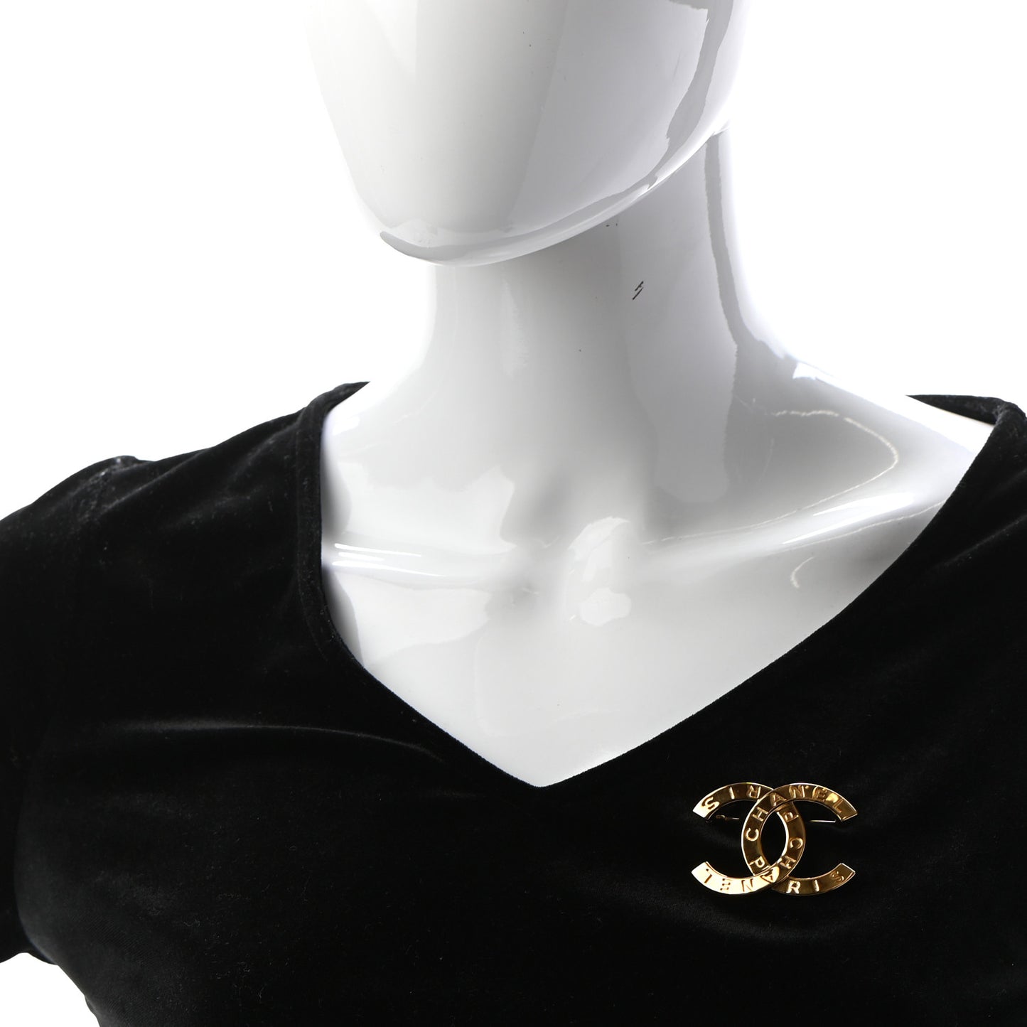 Metal Paris Button CC Large Brooch Gold