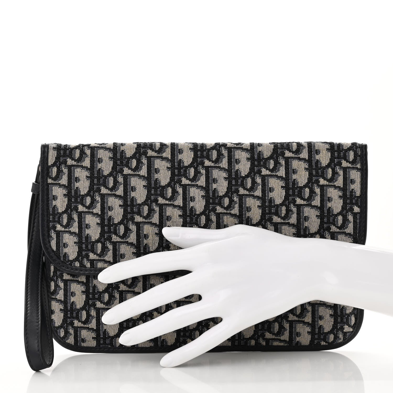 Christian Dior Oblique Flap Pouch Clutch Blue 2 of 6
