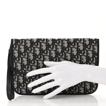 Christian Dior Oblique Flap Pouch Clutch Blue 2 of 6