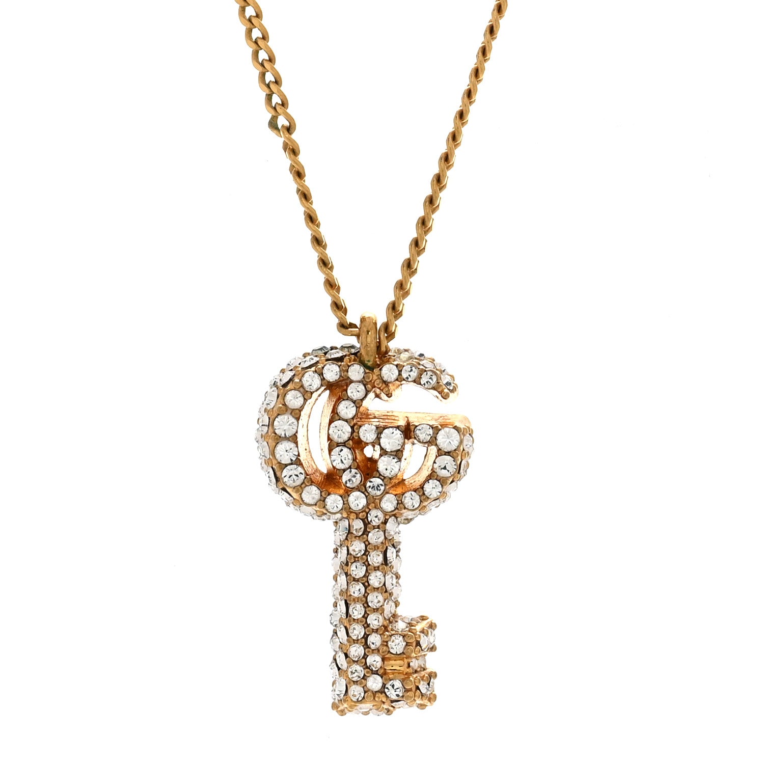 Gucci Crystal Key Pendant Necklace Gold 4 of 7