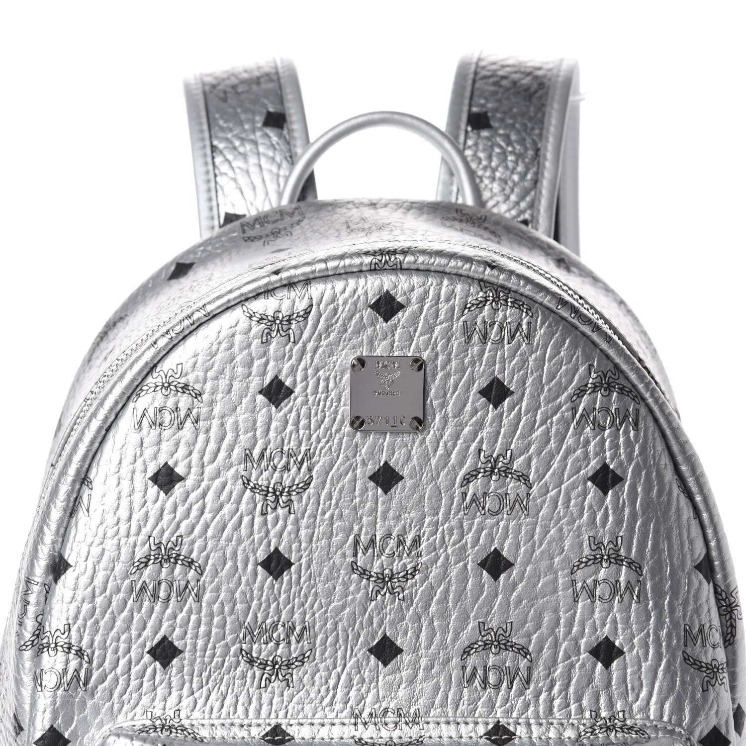 MCM Metallic Visetos Medium Side Stud Stark Backpack Berlin Silver 11 of 11
