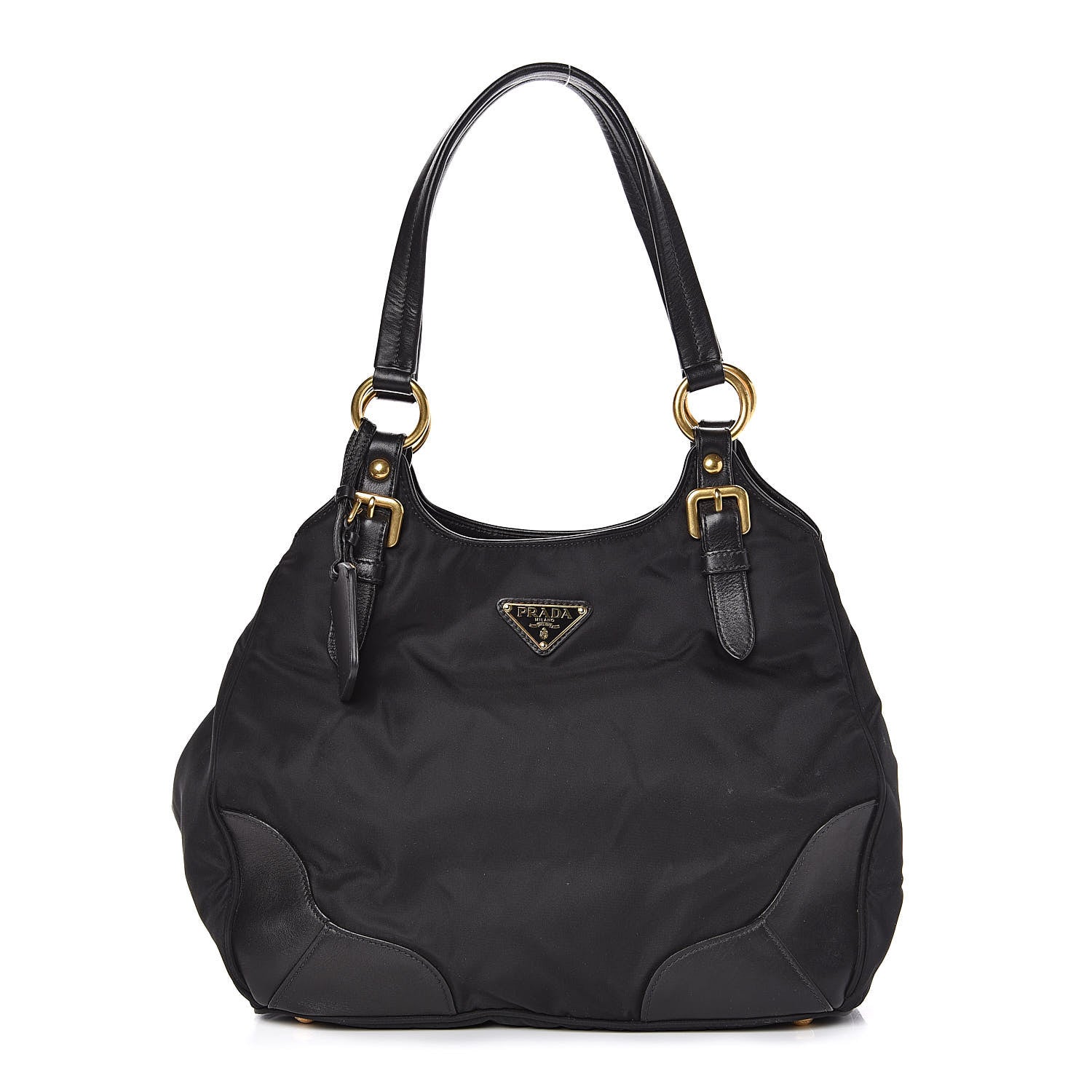 Prada Tessuto Nylon Soft Calfskin Tote Black 1 of 10