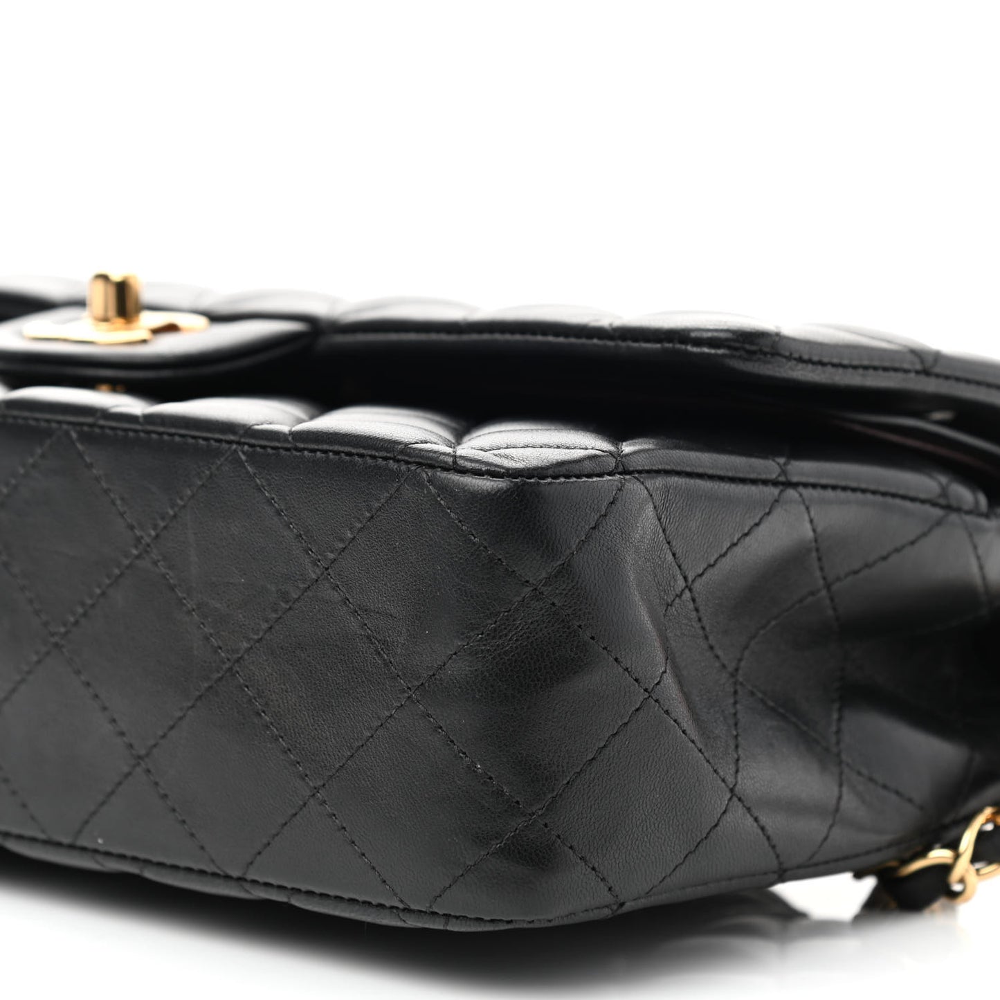 Lambskin Quilted Medium Double Flap Black