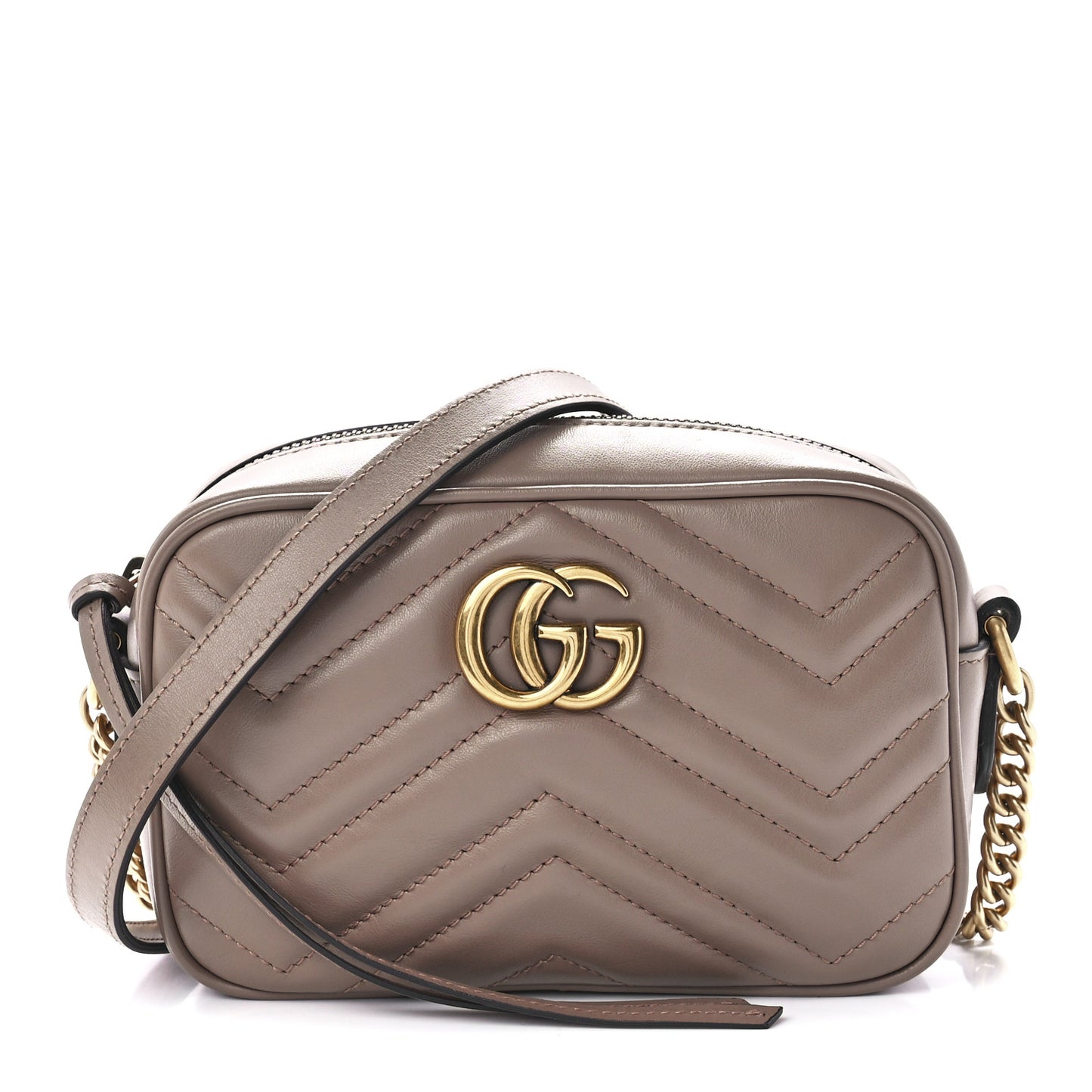 Calfskin Matelasse Mini GG Marmont Chain Shoulder Bag Porcelain Rose