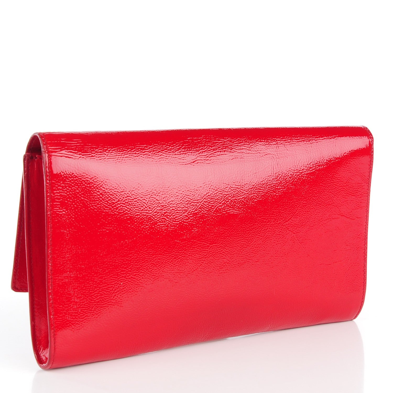 Saint Laurent Textured Patent Monogram Large Belle De Jour Clutch Red 3 of 9