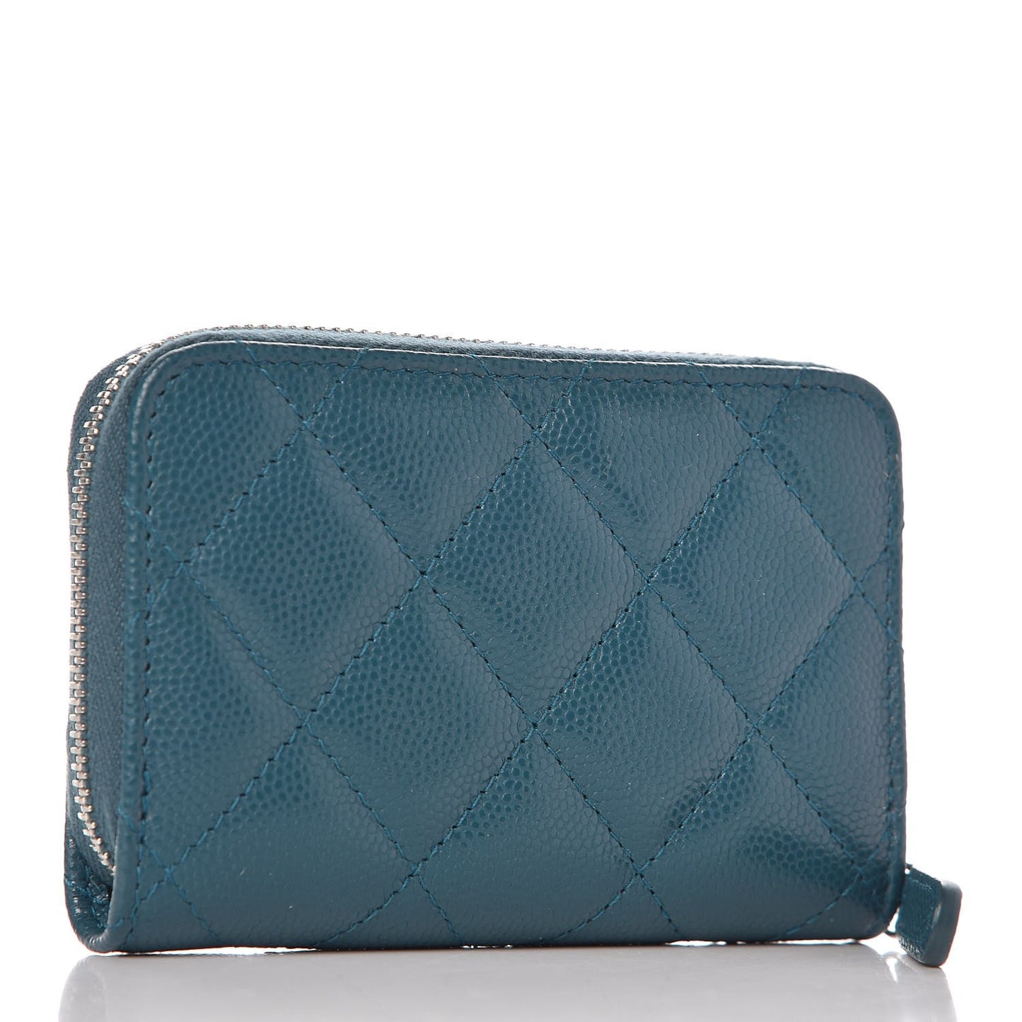 Caviar Quilted Zip Coin Purse Dark Turquoise
