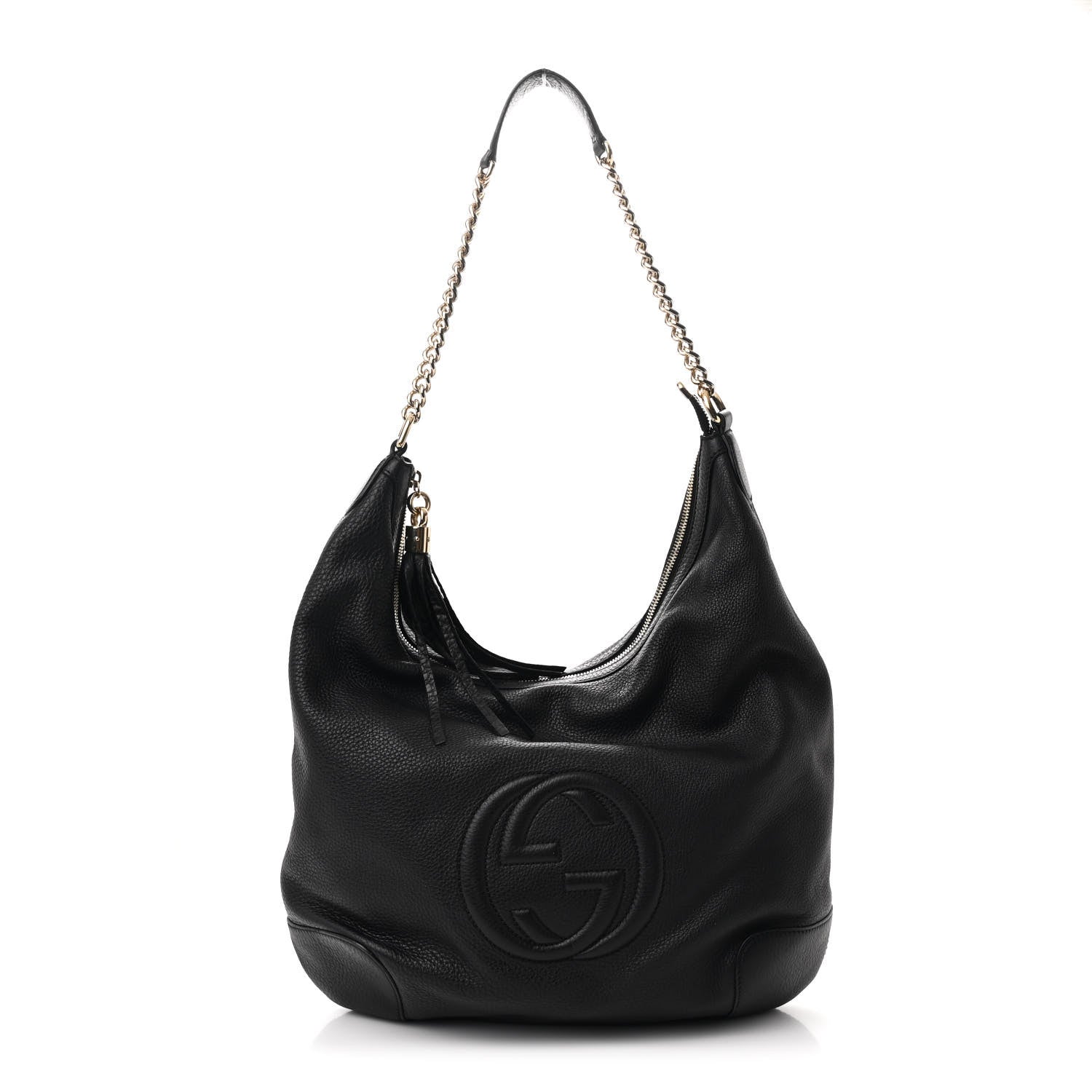 Gucci Pebbled Calfskin Medium Soho Chain Hobo Black 1 of 12