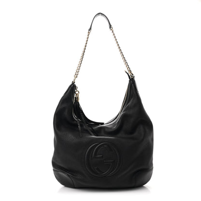 Gucci Pebbled Calfskin Medium Soho Chain Hobo Black 1 of 12