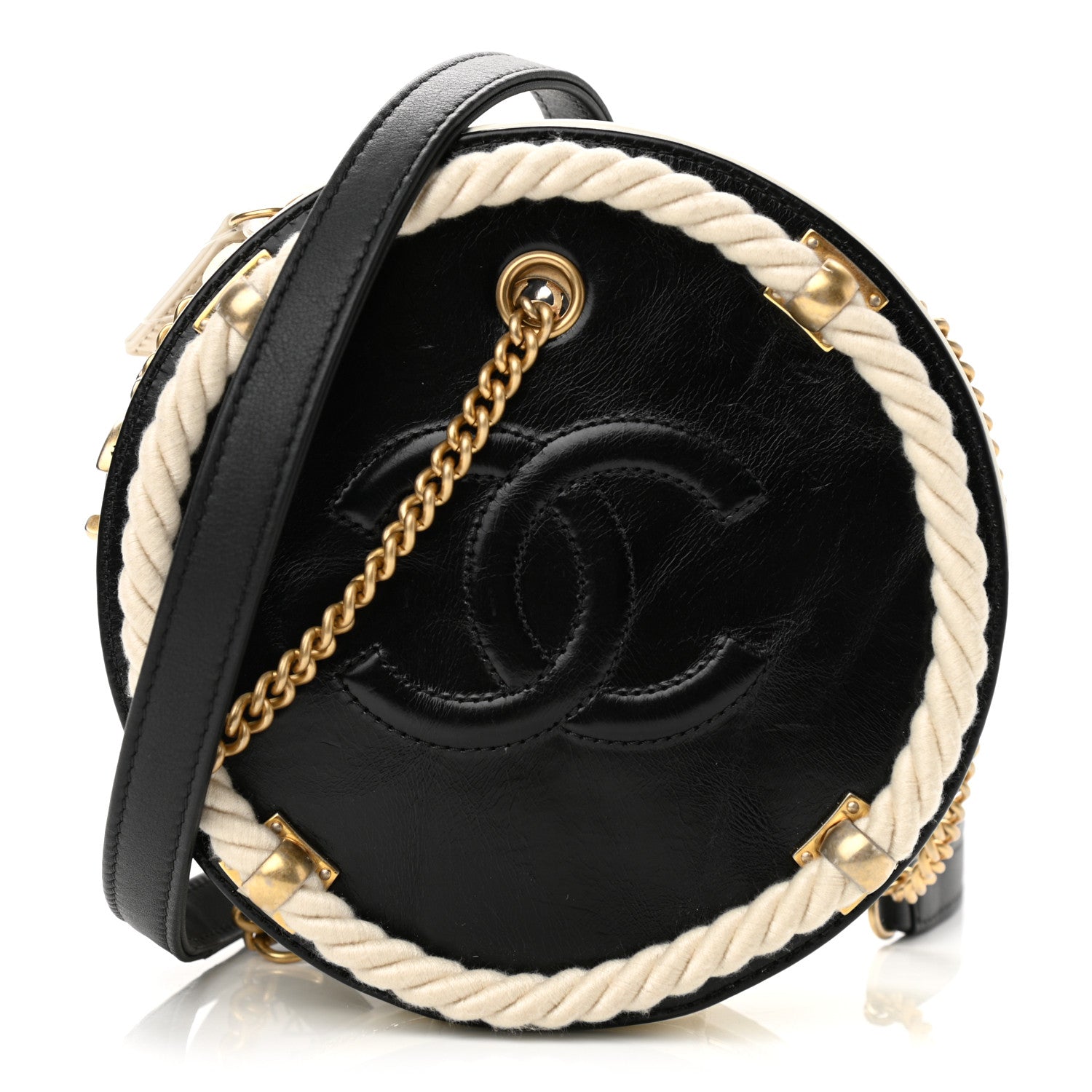 Chanel Crumpled Calfskin Cotton Small En Vogue Round Bag Black 1 of 11