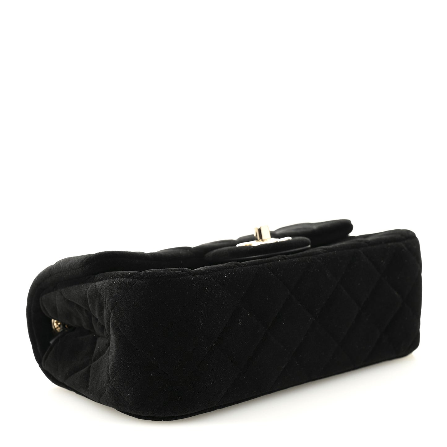 Velvet Quilted Mini Rectangular Pearl Crush Flap Black
