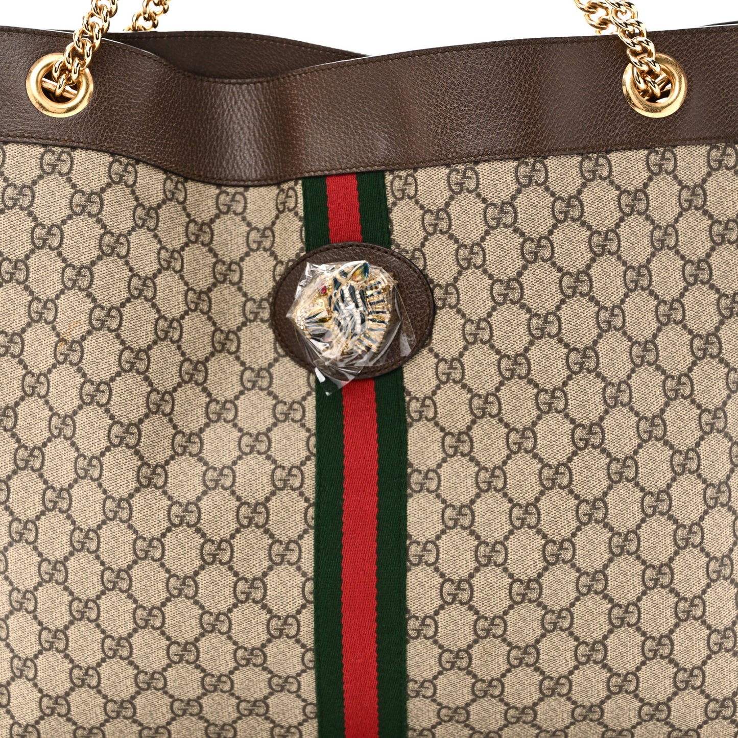 GG Supreme Monogram Large Rajah Chain Tote Beige New Acero