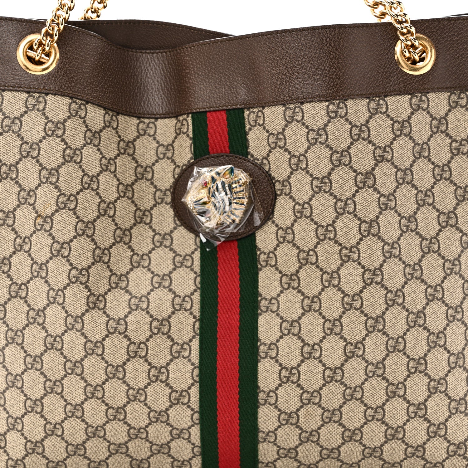 Gucci GG Supreme Monogram Large Rajah Chain Tote Beige New Acero 9 of 11
