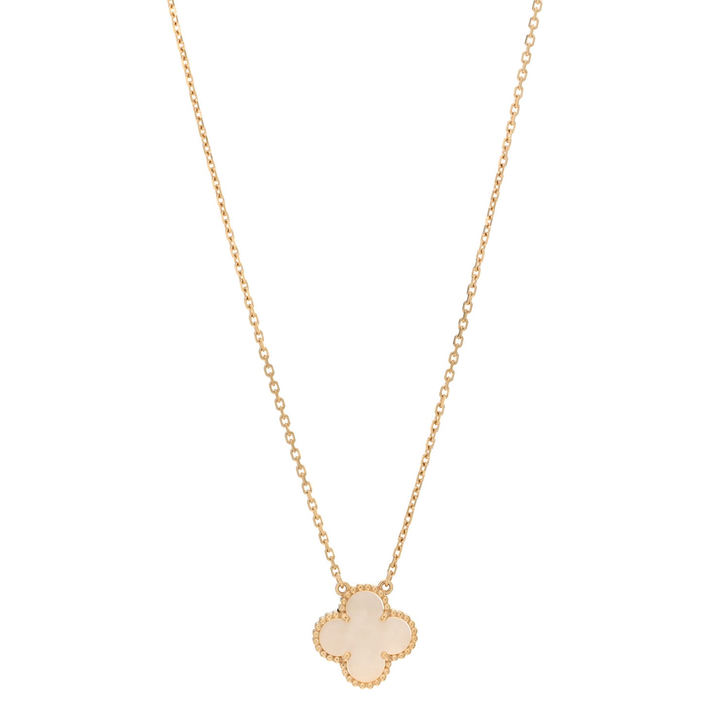 18K Yellow Gold Mother of Pearl Vintage Alhambra Pendant Necklace