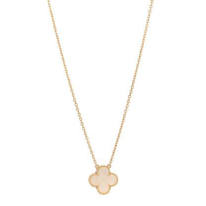 Van Cleef & Arpels 18K Yellow Gold Mother of Pearl Vintage Alhambra Pendant Necklace 1 of 5