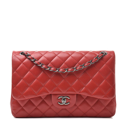 Chanel Caviar Quilted Jumbo Double Flap Red 1 of 11