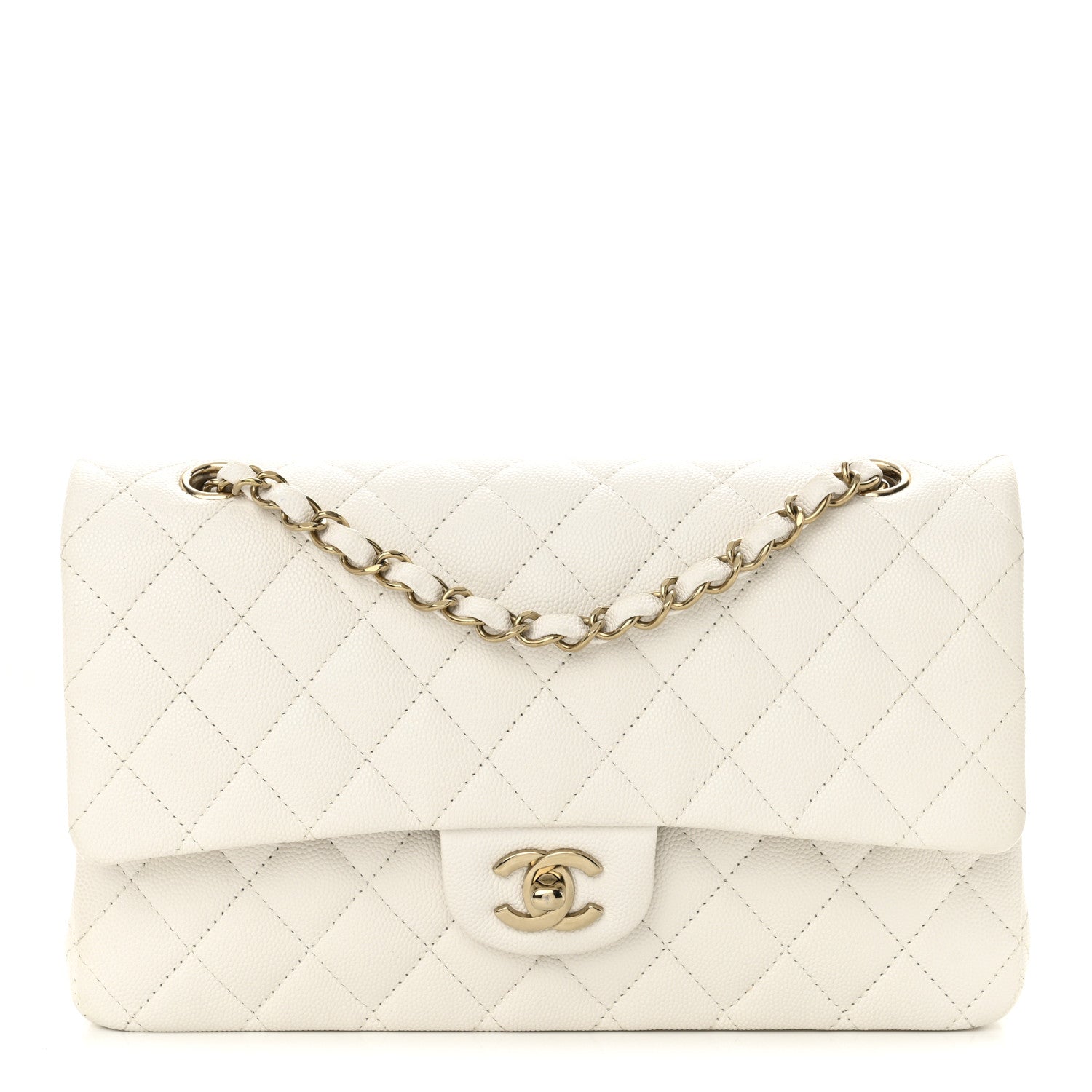 Chanel Caviar Quilted Medium Double Flap White 1 of 10