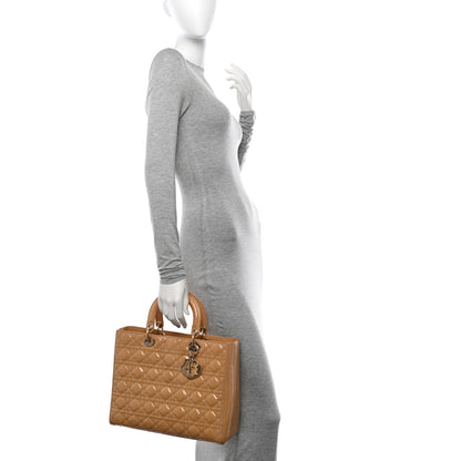 Christian Dior Patent Cannage Large Lady Dior Beige 2 of 15