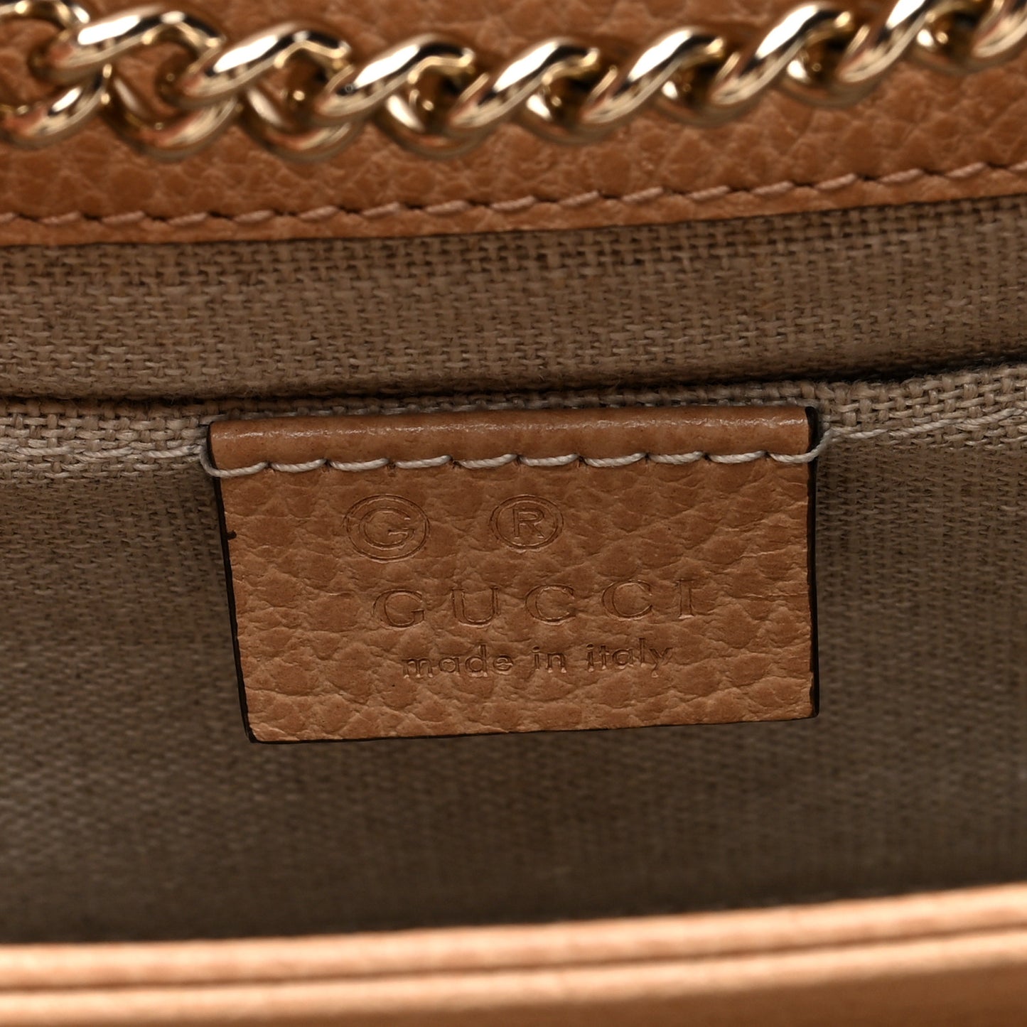Dollar Calfskin Small Interlocking G Shoulder Bag Camelia