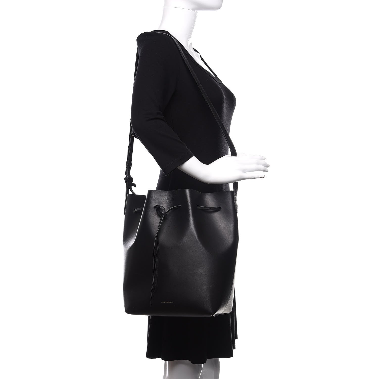 Mansur Gavriel Vegetable Tanned Calfskin Bucket Bag Black Blu 2 of 12