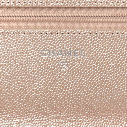 Chanel Metallic Caviar Chevron Quilted Wallet On Chain WOC Light Gold 6 of 10