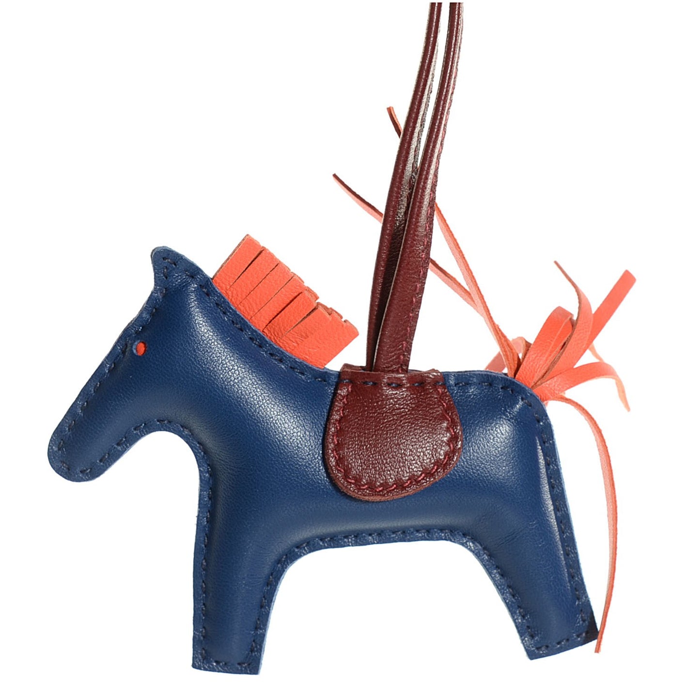 Milo Lambskin Grigri Rodeo Horse Bag Charm PM Bleu de Malte Rouge H Peony