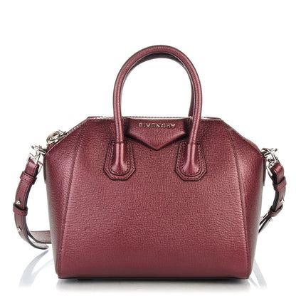 Givenchy Metallic Sugar Goatskin Mini Antigona Oxblood 1 of 7