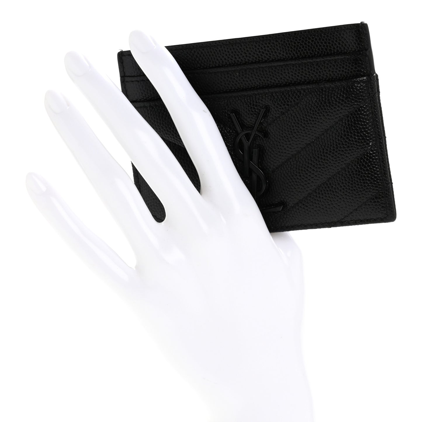 Grain De Poudre Matelasse Chevron Monochrome Monogram Credit Card Case Black