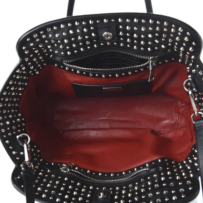 Prada Soft Calfskin Studded East West Tote Black 5 of 12