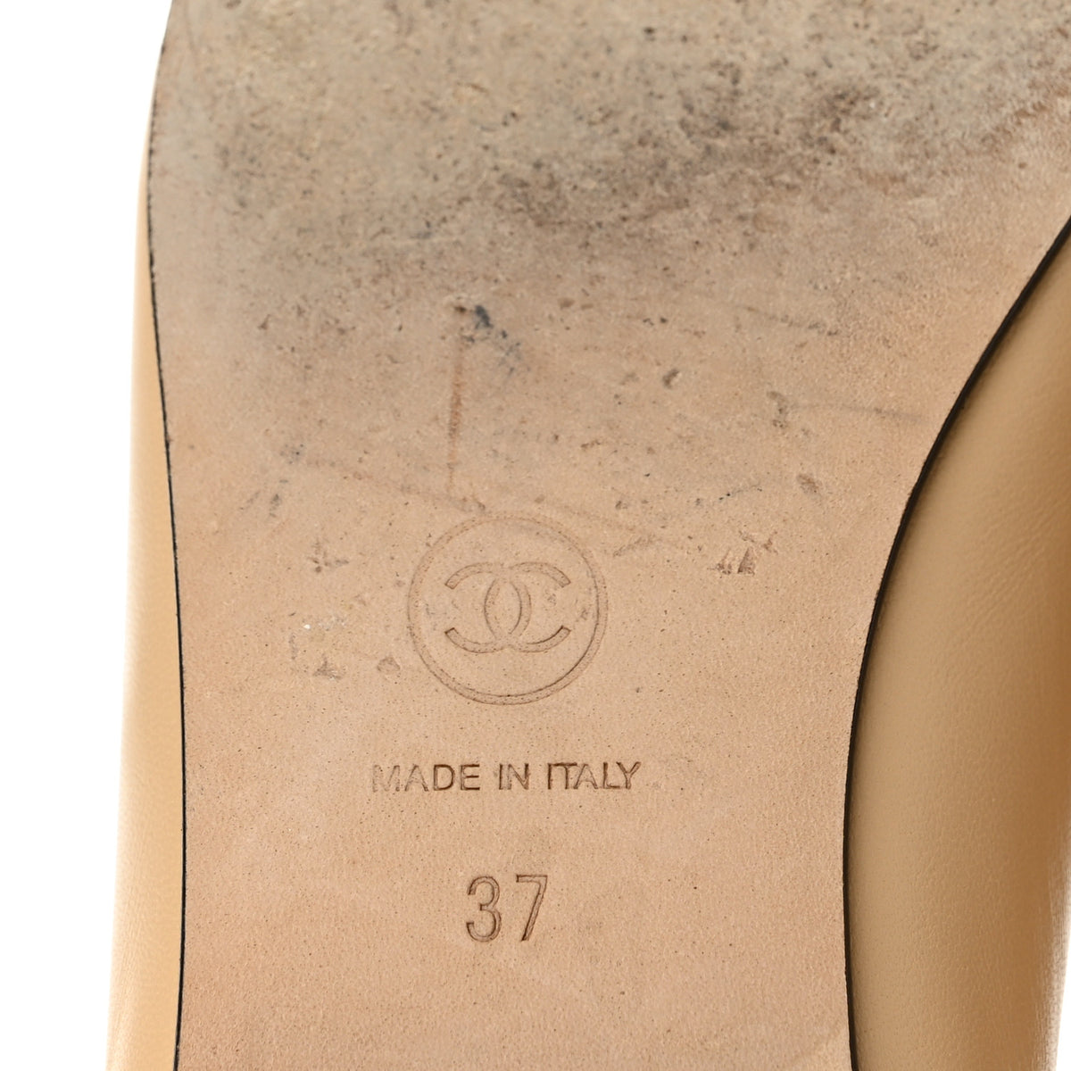 Chanel Lambskin Cap Toe CC Ballerina Flats 37 Beige Black 7 of 10