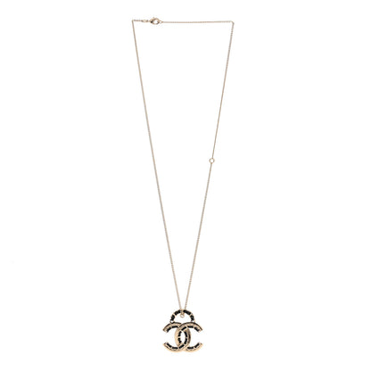 Chanel Lambskin CC Chain Necklace Gold Black 3 of 5
