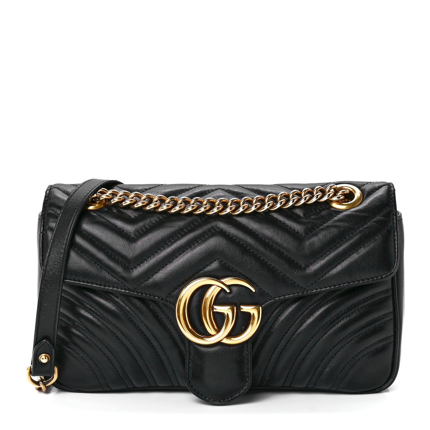 Calfskin Matelasse Small GG Marmont Shoulder Bag Black