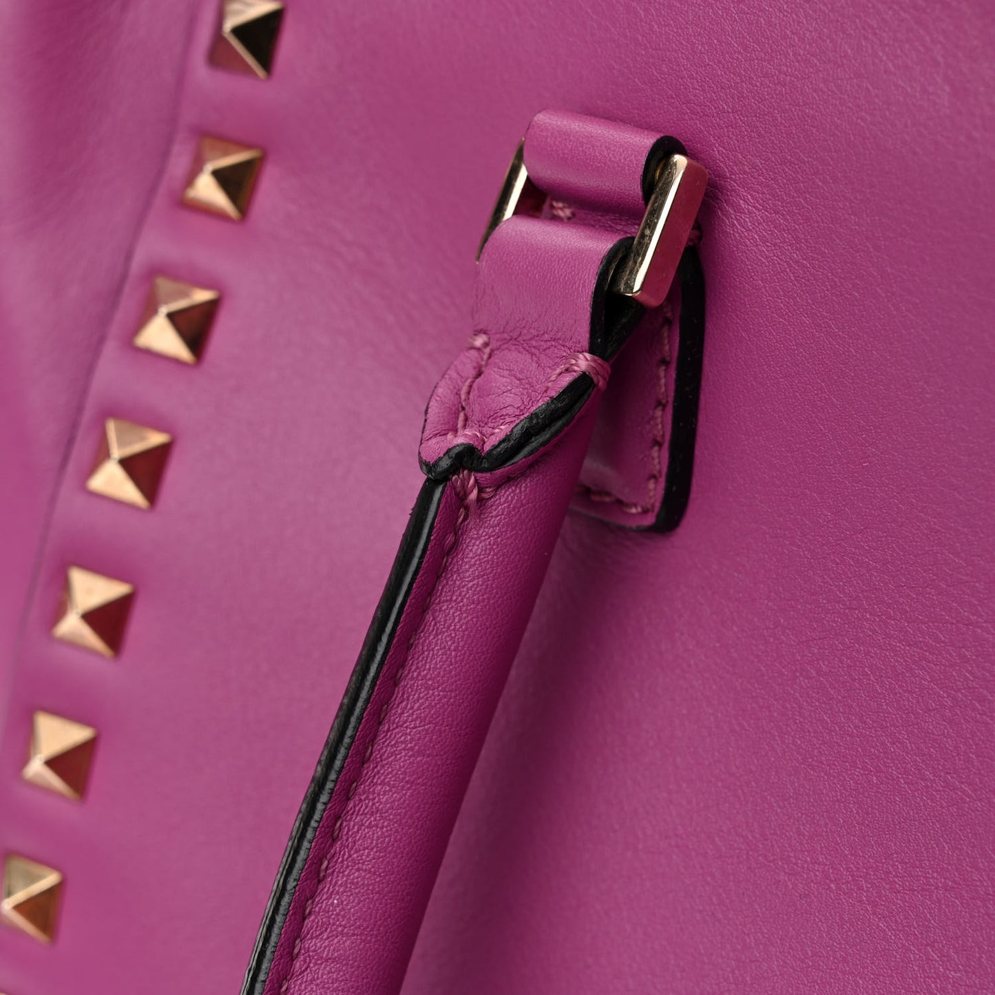 Vitello Small Rockstud Double Handle Tote Purple Violet