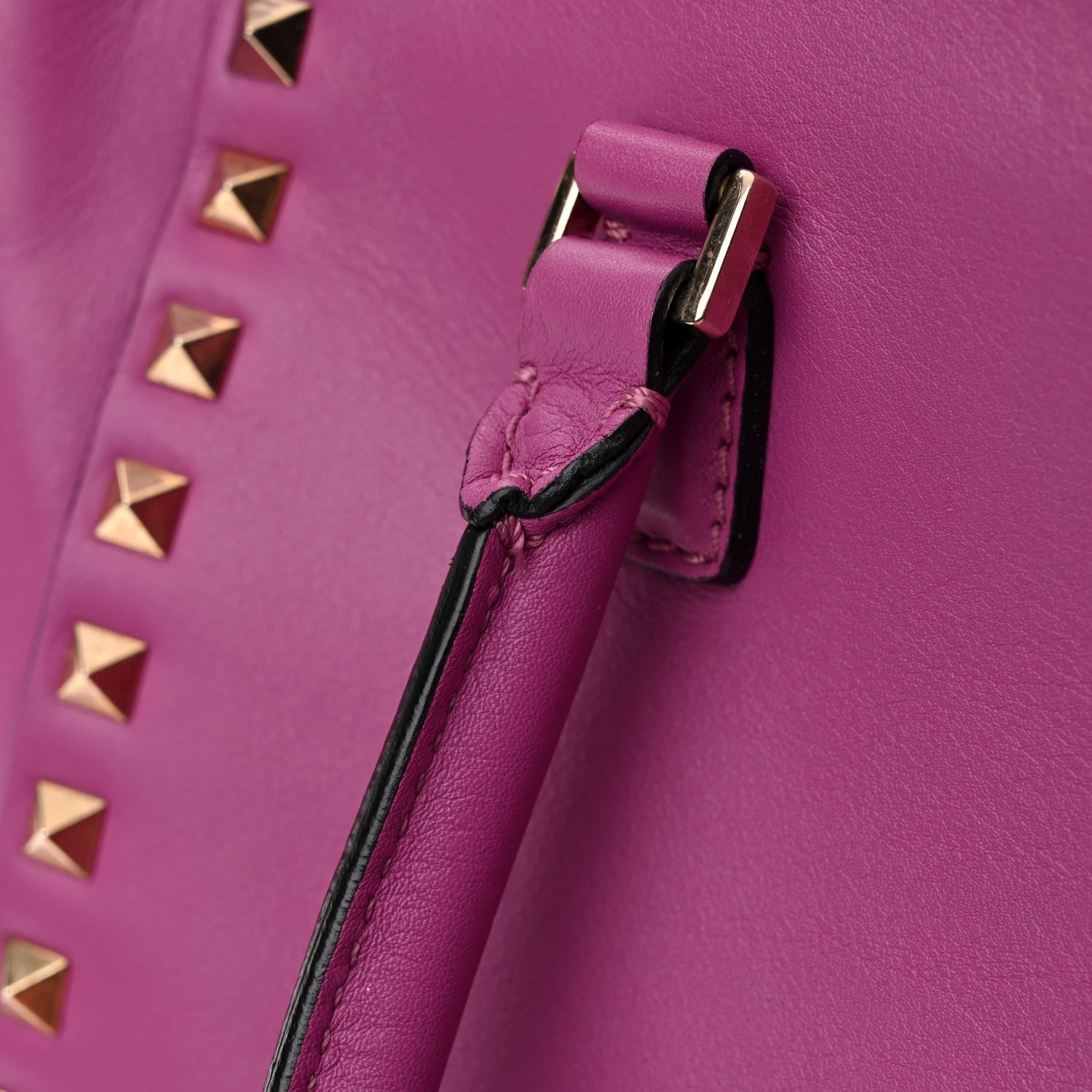 Valentino Garavani Vitello Small Rockstud Double Handle Tote Purple Violet 14 of 15