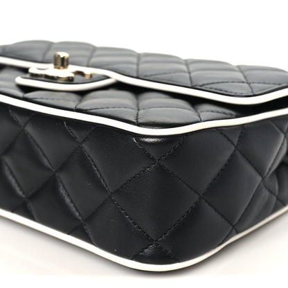 Chanel Lambskin Quilted Resin Graphic Frame Flap Bag Black White 10 of 10