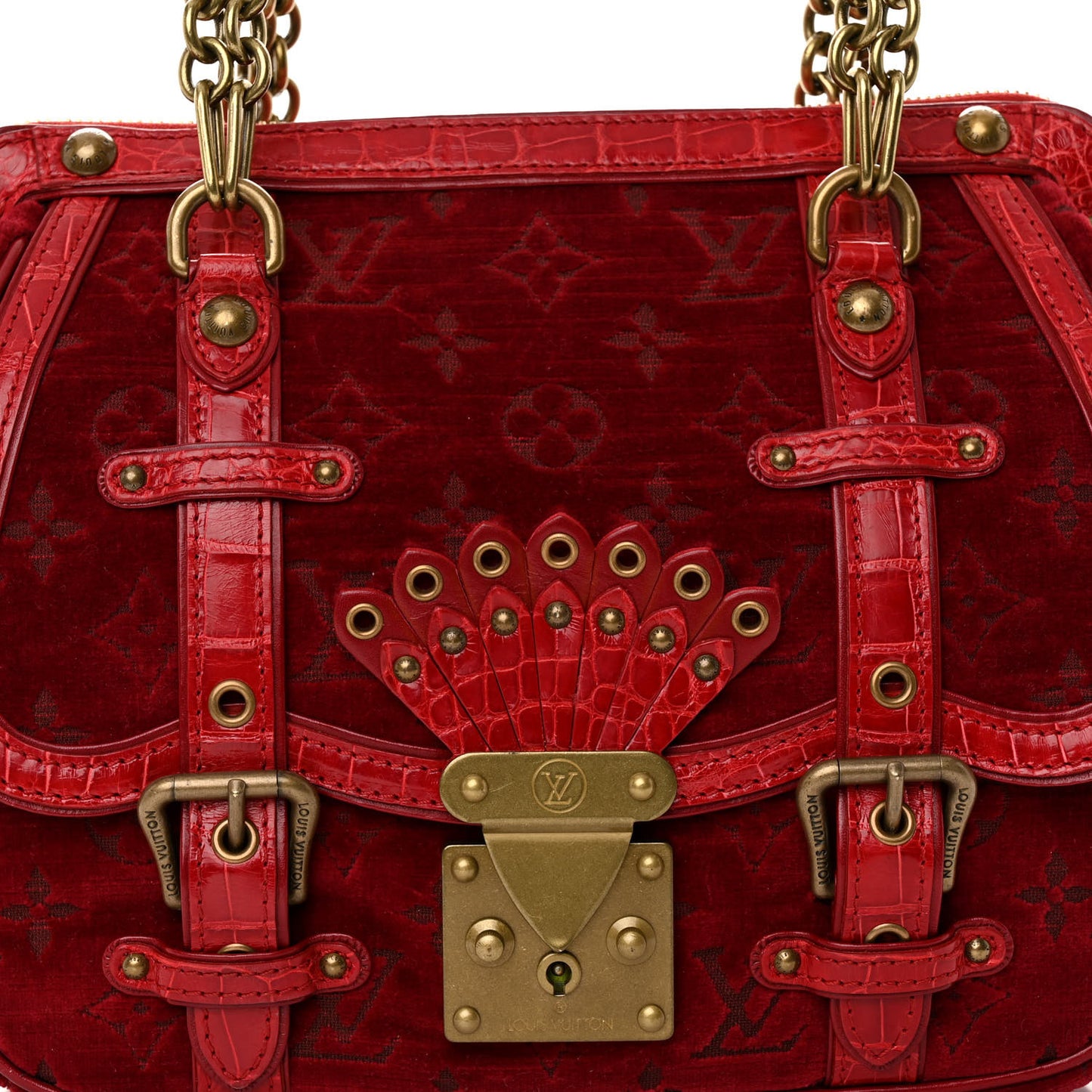 Monogram Velours Alligator Gracie MM Rouge