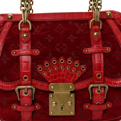 Louis Vuitton Monogram Velours Alligator Gracie MM Rouge 7 of 10