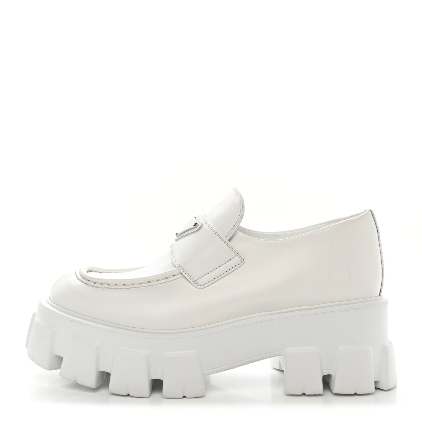 Spazzolato Rois Metal Triangle Logo Monolith 55mm Loafers 38 White