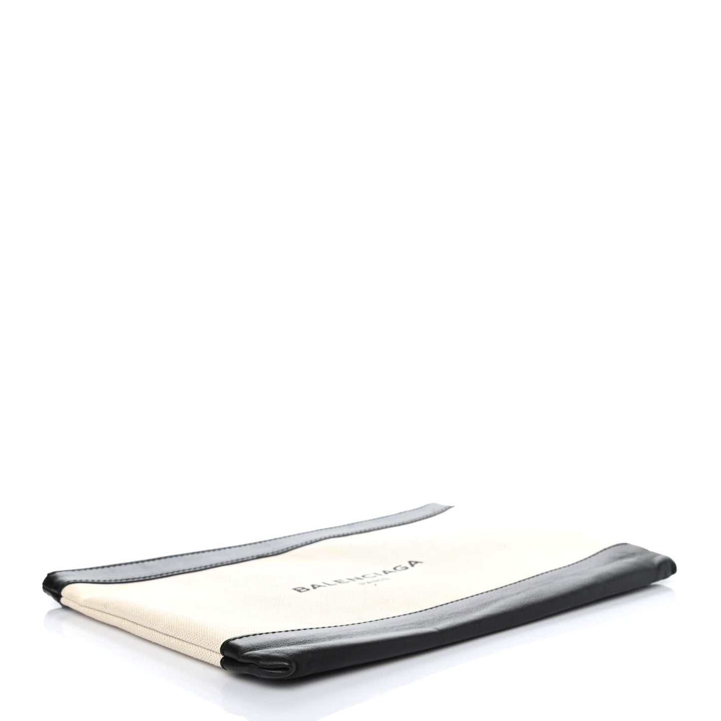 Calfskin Cotton Canvas Logo Clutch Black