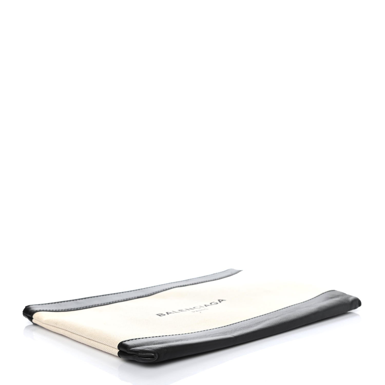 Balenciaga Calfskin Cotton Canvas Logo Clutch Black 3 of 4