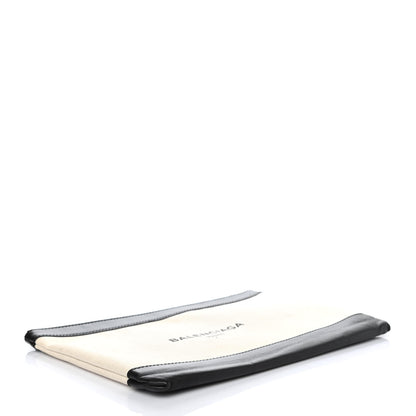 Balenciaga Calfskin Cotton Canvas Logo Clutch Black 3 of 4