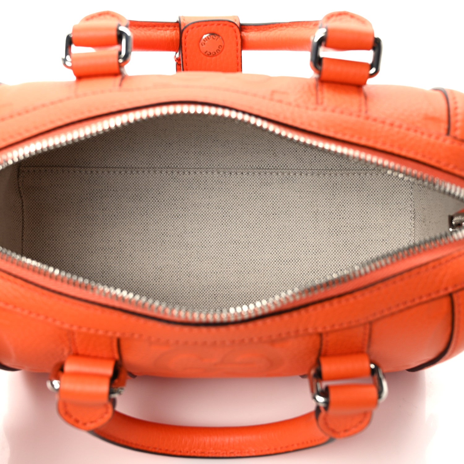 Gucci Piuma Calfskin Jumbo GG Embossed Mini Duffle Bag Good Orange 5 of 9