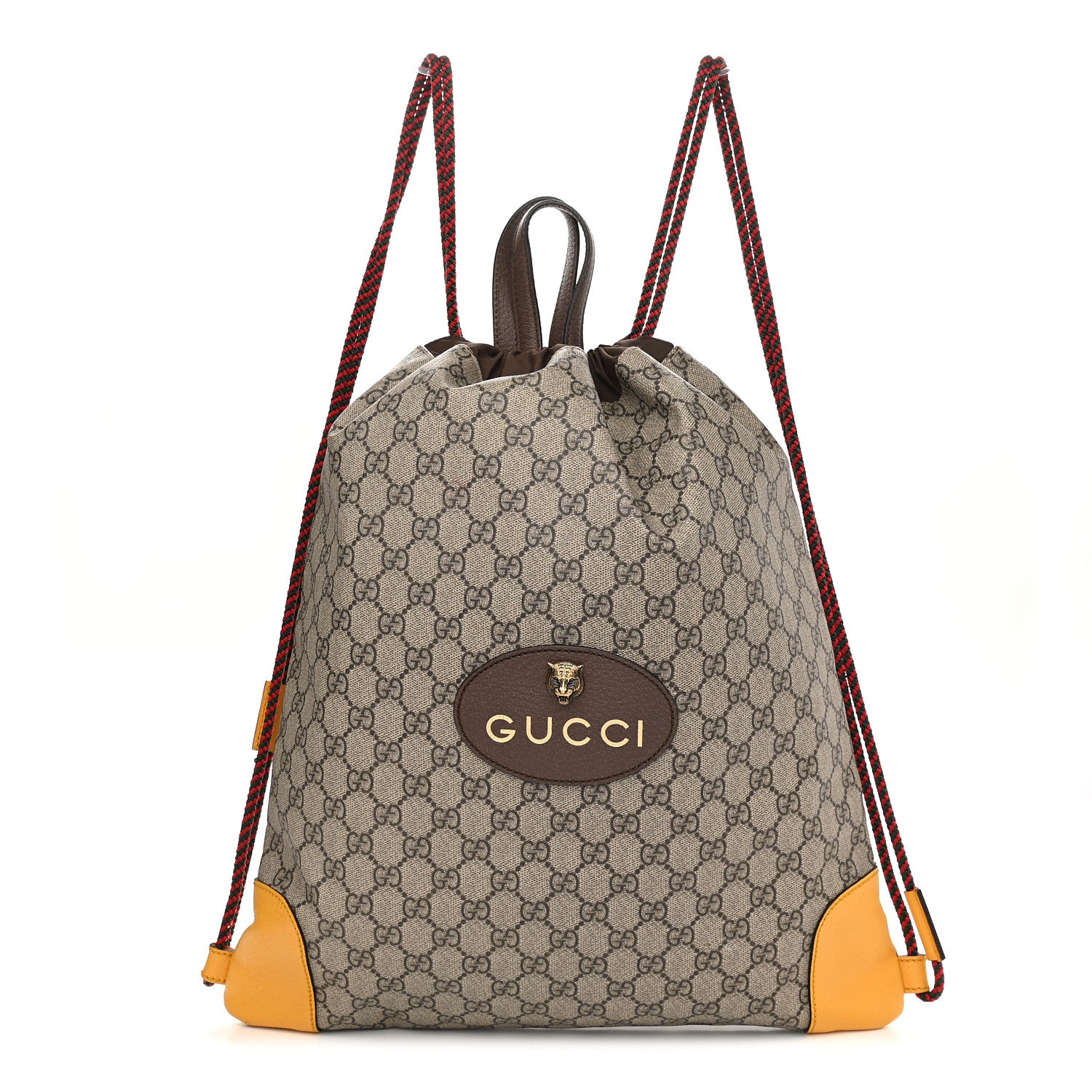Gucci GG Supreme Monogram Neo Vintage Drawstring Backpack Beige New Acero Crop 1 of 11