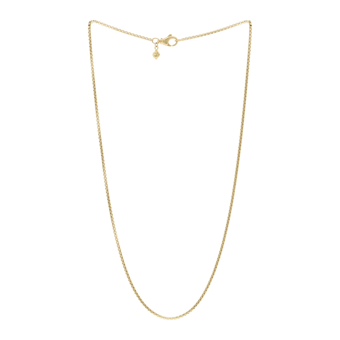 18K Yellow Gold 1.7mm Box Chain Necklace 18"