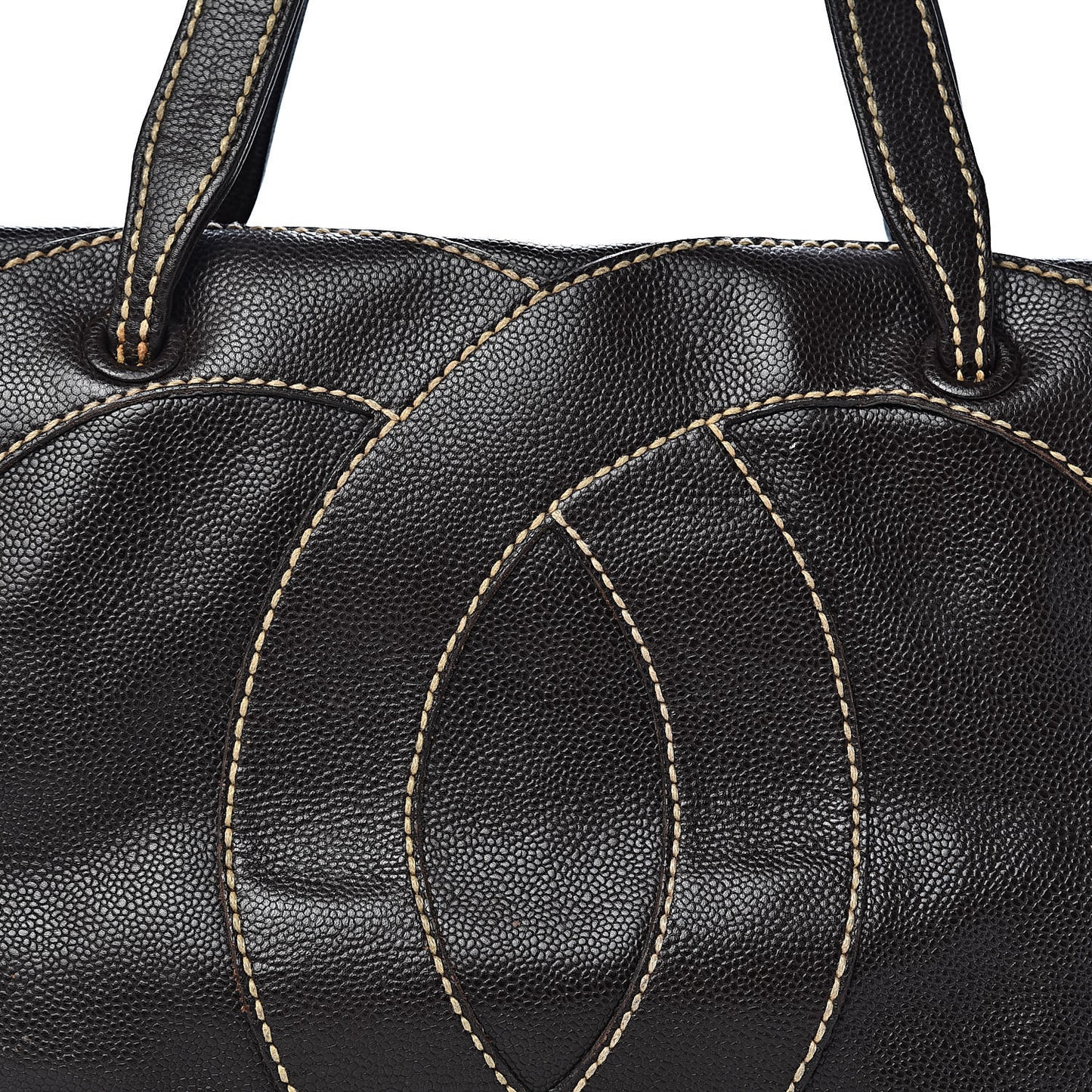 Caviar CC Stitched Medium Tote Brown